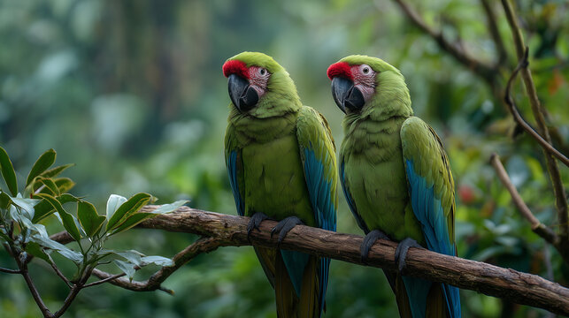 two parrots on a branch