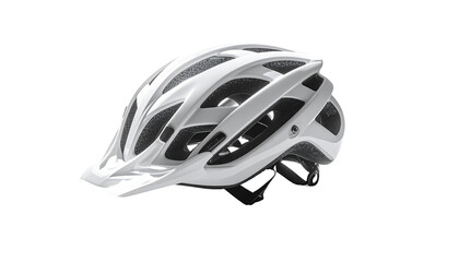 White cycling helmet with extensive ventilation, a sleek design, and adjustable straps
