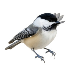 Obraz premium Blackcapped chickadee flying isolated on transparent background