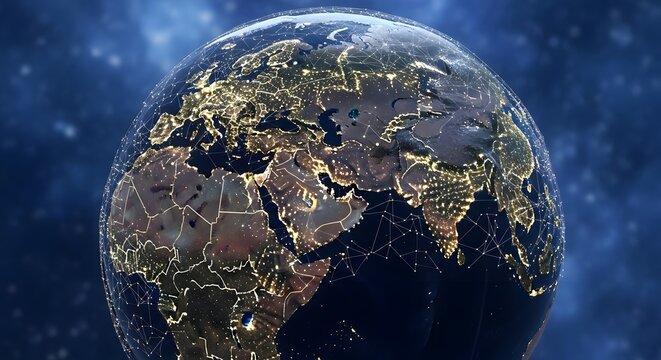 Illuminated earth with democratic values