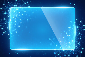 Futuristic Blue Neon Frame Surrounded by Light Particles
