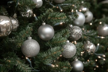 Christmas tree with ornaments christmas silver christmas tree.