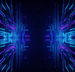 Dark Futuristic Technology Background with Neon Glow