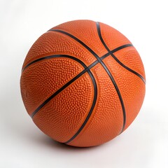 Standard orange basketball with black lines and pebbled texture on white background