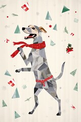 Obraz premium A festive dog wearing a Christmas scarf christmas pattern mammal.