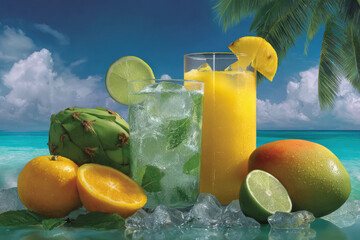 capture essence of refreshing cocktails and lemonades bursting with ultrabright fruits and ice