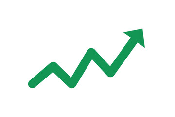 Green arrow graph line chart moving up concept of stock market business growth transparent png file
