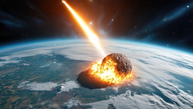 Asteroid impact on Earth, fiery destruction