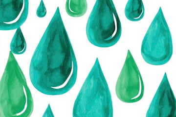 Watercolor teardrop pattern on white background