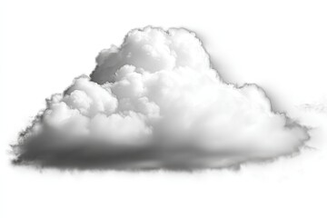 Single, fluffy, white cloud against white background