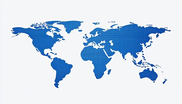 World map, blue, grid pattern - Powered by Adobe