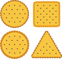 Assorted cracker shapes delicious baked snacks isolated vector illustration vector