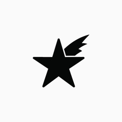 A Simple Black Star Icon With a Small Wing Attached to its Upper Right Side