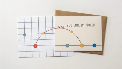 Artistic Greeting Card Design with Colorful Circles and Grid Pattern