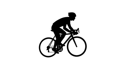 Naklejka premium Black silhouette of a cyclist riding a road bike against a white background