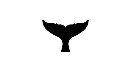 Black silhouette of a whales tail on a white background
