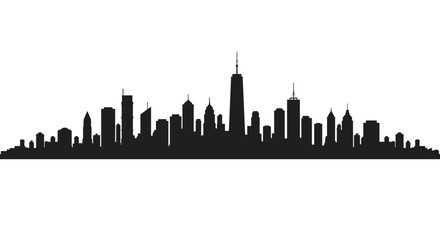 Fototapeta premium Silhouette of a city skyline with varying building heights against a white background