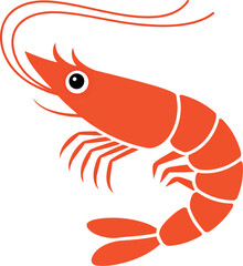 Vibrant orange shrimp illustration seafood ingredient culinary icon vector