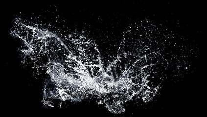 Water Splash Against Dark: Capturing the explosive artistry of water droplets suspended mid-air against the deep void, this image encapsulates the dynamic beauty of nature's liquid symphony.