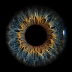 Colorful human eye in zoom