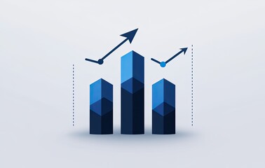 Abstract bar graph with upward arrows, illustrating growth