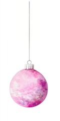 Watercolor christmas ornament hanging illustration pink accessories.