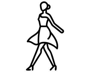 silhouette of a woman in red dress dancing vector illustration