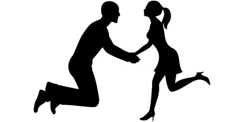 Black vector silhouette illustration of an evolution of a running person