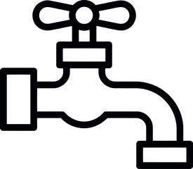 Minimalist water tap icon simple line art plumbing symbol vector