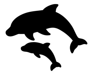Silhouette of a dolphin isolated on white background vector illustration