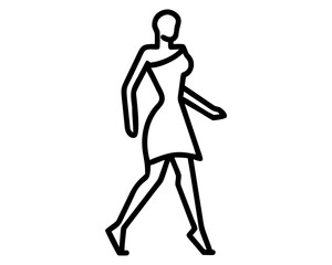 A striking vector silhouette of a dancing woman in a red dress with a beautiful and dynamic figure