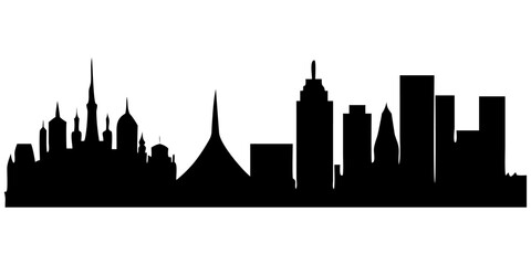 Obraz premium A sleek vector silhouette of a city skyline with buildings and towers