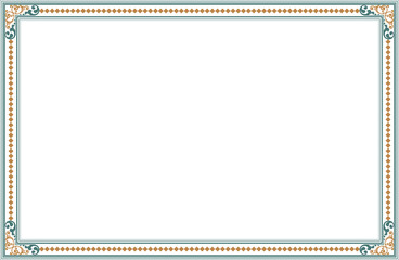 Elegant Green and Golden Decorative Frame with Floral Ornaments. 951