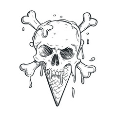 Edgy ice cream skull design for unique graphic projects. Vector illustration