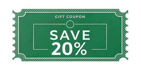 Green Dashed Edge Gift Coupon 20 Percent Discount