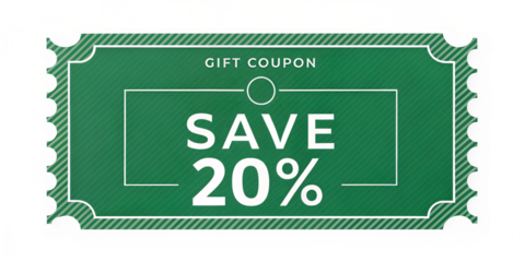 Green Dashed Edge Gift Coupon 20 Percent Discount
