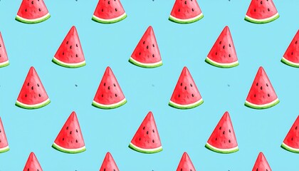 Watermelon slices pattern on light blue background