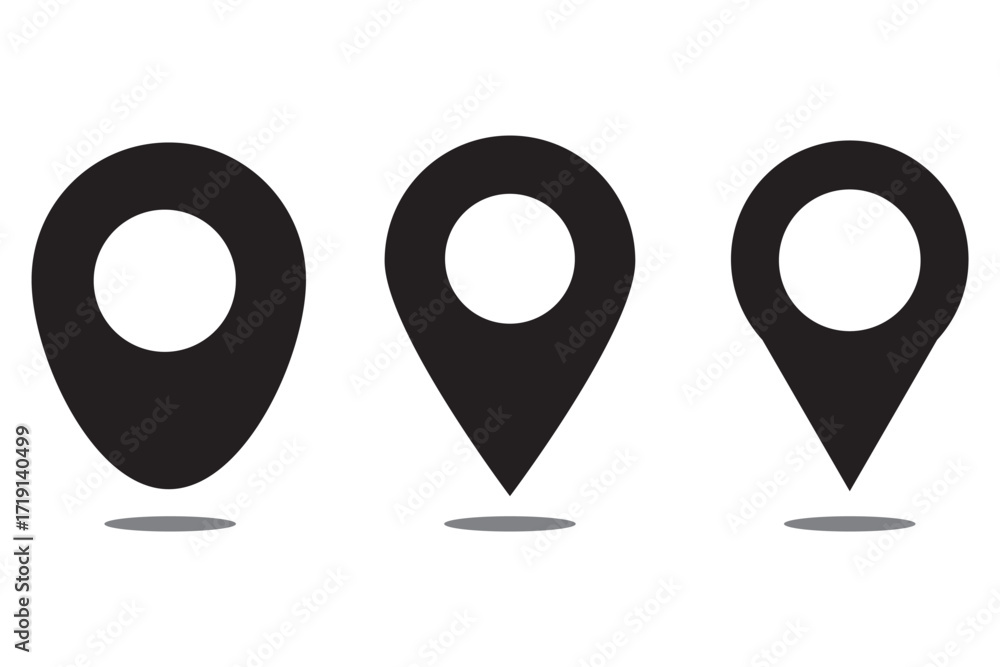Poster map pin icon set. location pin place marker. location icon. map marker pointer icon set. gps locatio