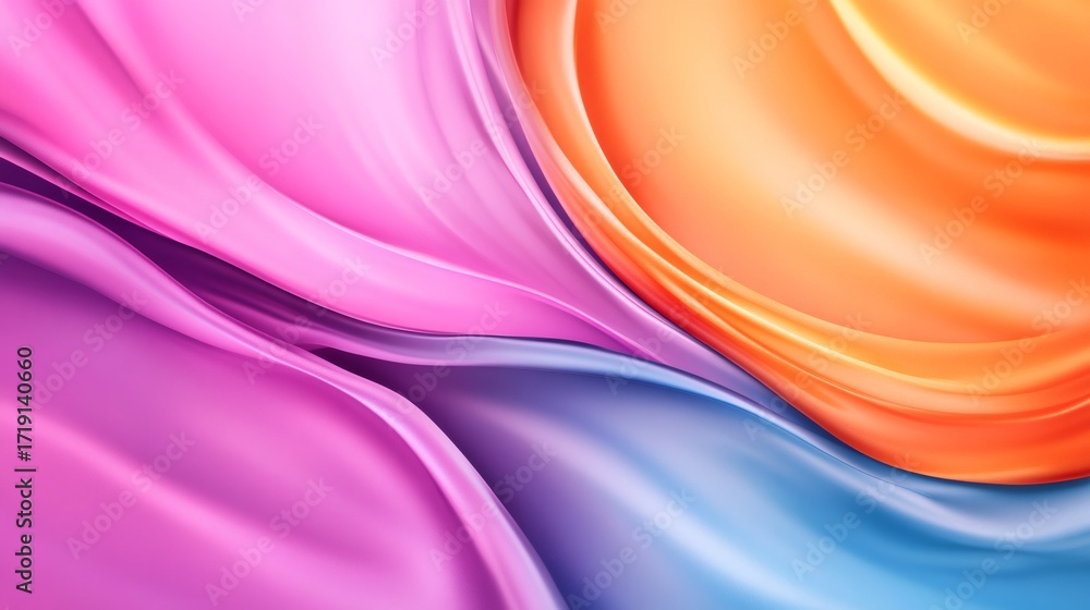 Poster abstract flowing fabric waves creating colorful smooth background
