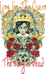 Undead Queen Royal Crest T-Shirt Design 