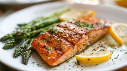 grilled salmon steak with vegetables