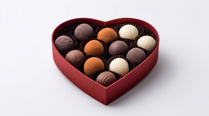 Assorted Chocolate Truffles in Heart-Shaped Red Box for Gifts