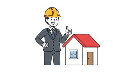 Professional Builder Approving Cartoon Home Model Illustration