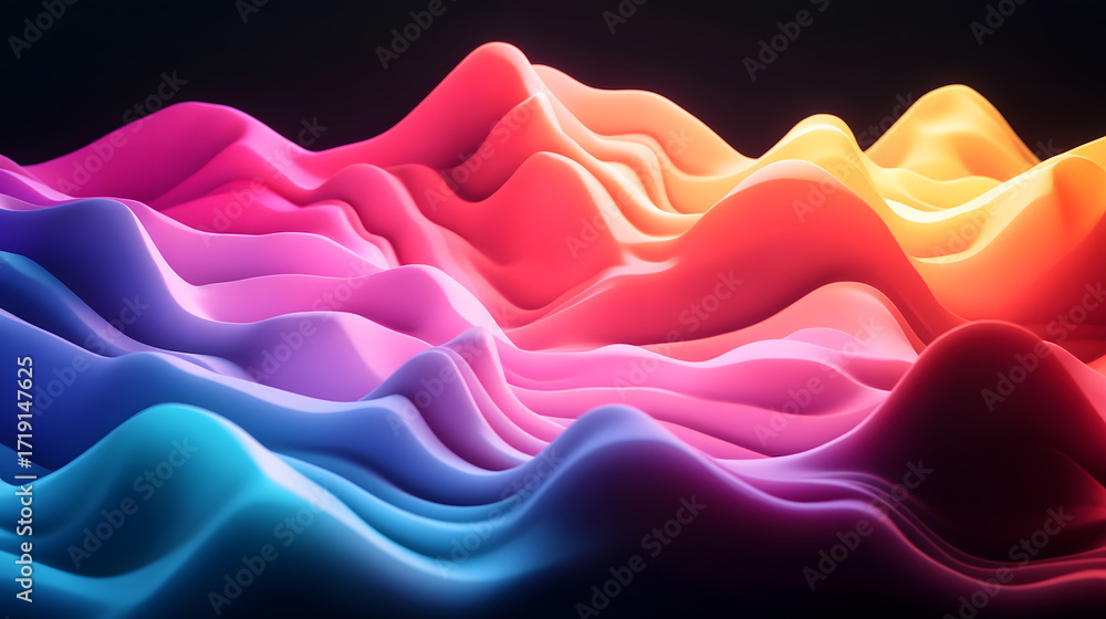 Aufkleber vibrant abstract flowing waves of neon color gradient, creating a dynamic, modern, and energetic vis