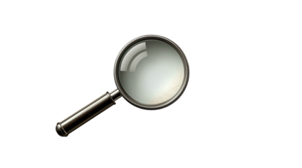 Realistic Magnifying Glass with Chrome Finish on Isolated Black Background