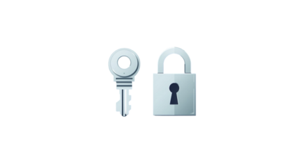 Modern Metallic Style Key and Padlock Security Protection Object Icon