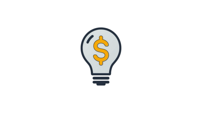 Modern Flat Lightbulb Dollar Sign Symbol Icon Illustration Design