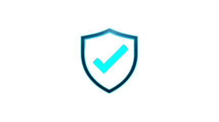 Glowing Outline Shield with Checkmark Symbol Sign Shape Icon