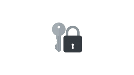 Minimalist Flat Style Key and Padlock Illustration on Dark Background