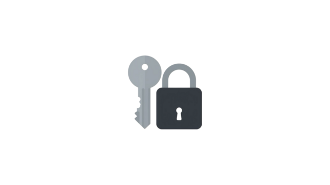 Minimalist Flat Style Key and Padlock Illustration on Dark Background
